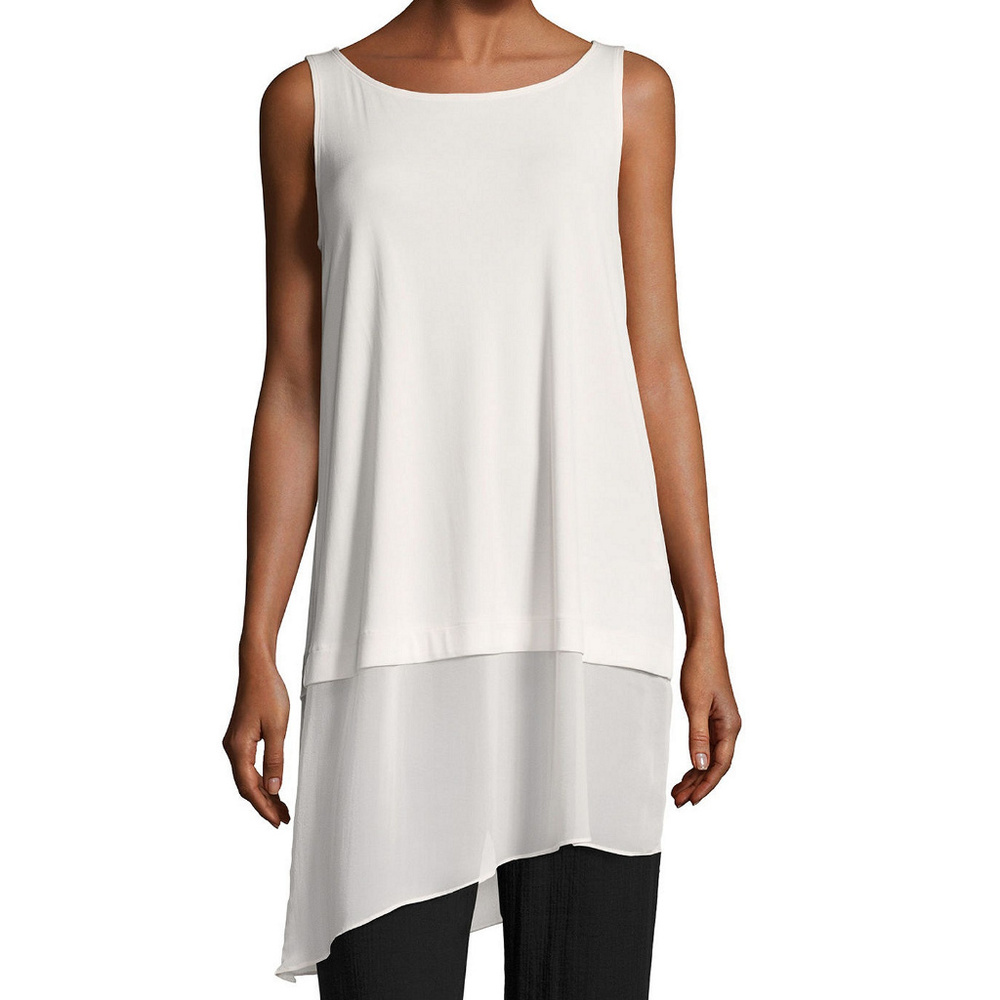 Stretch Silk Jersey Asym Sheer Silk Hem Tunic M - Picture 1 of 5